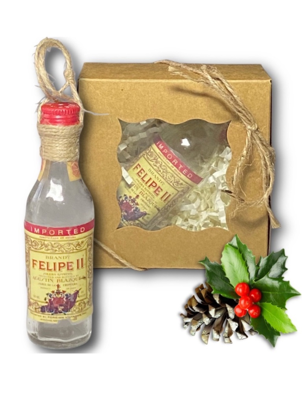 Felipe II Spanish brandy de Jerez Artisan Vintage Glass Bottle Ornament